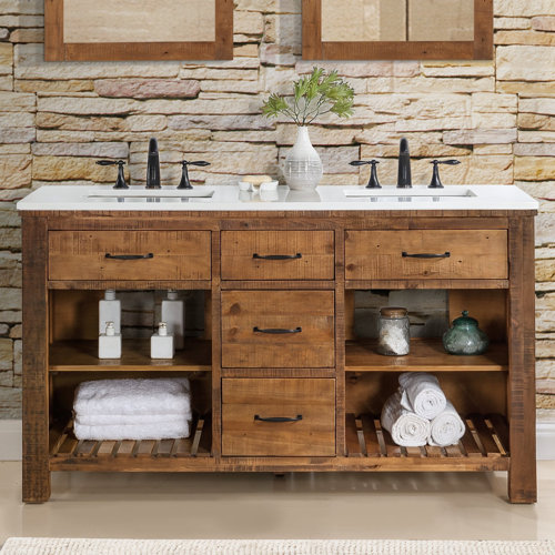 Rustic / Lodge Bathroom Vanities You'll Love | Wayfair